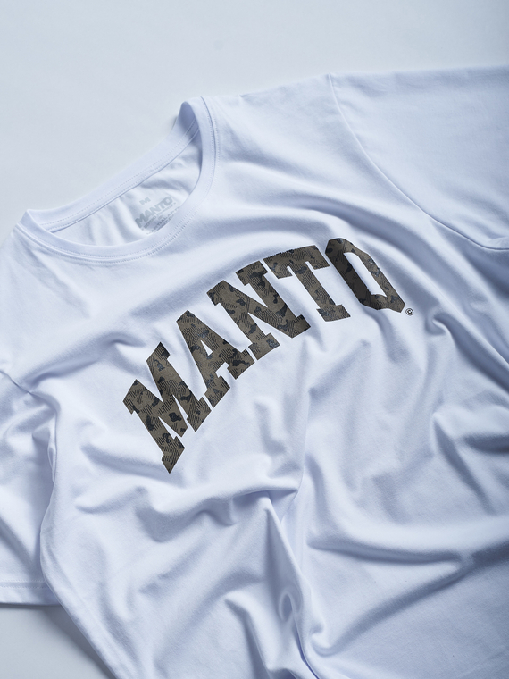 MANTO t-shirt VARSITY CAMO OVERSIZE biały